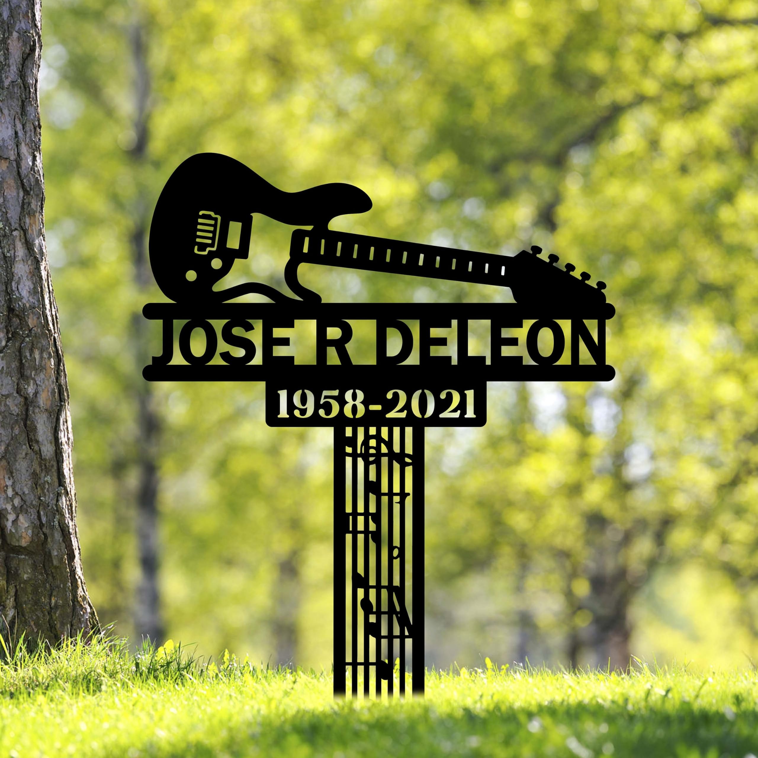 Custom Electric Guitar Angel Wings Memorial Stake Guitarist Plaque In Memory Of Grave Marker Remembrance Stakes Sympathy Sign Musician Tribute Guitar Lover Gift Decor Engraved Plate