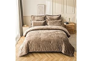 Khaki Queen Size Five Piece Distressed Velvet Microsuede Comforter Set