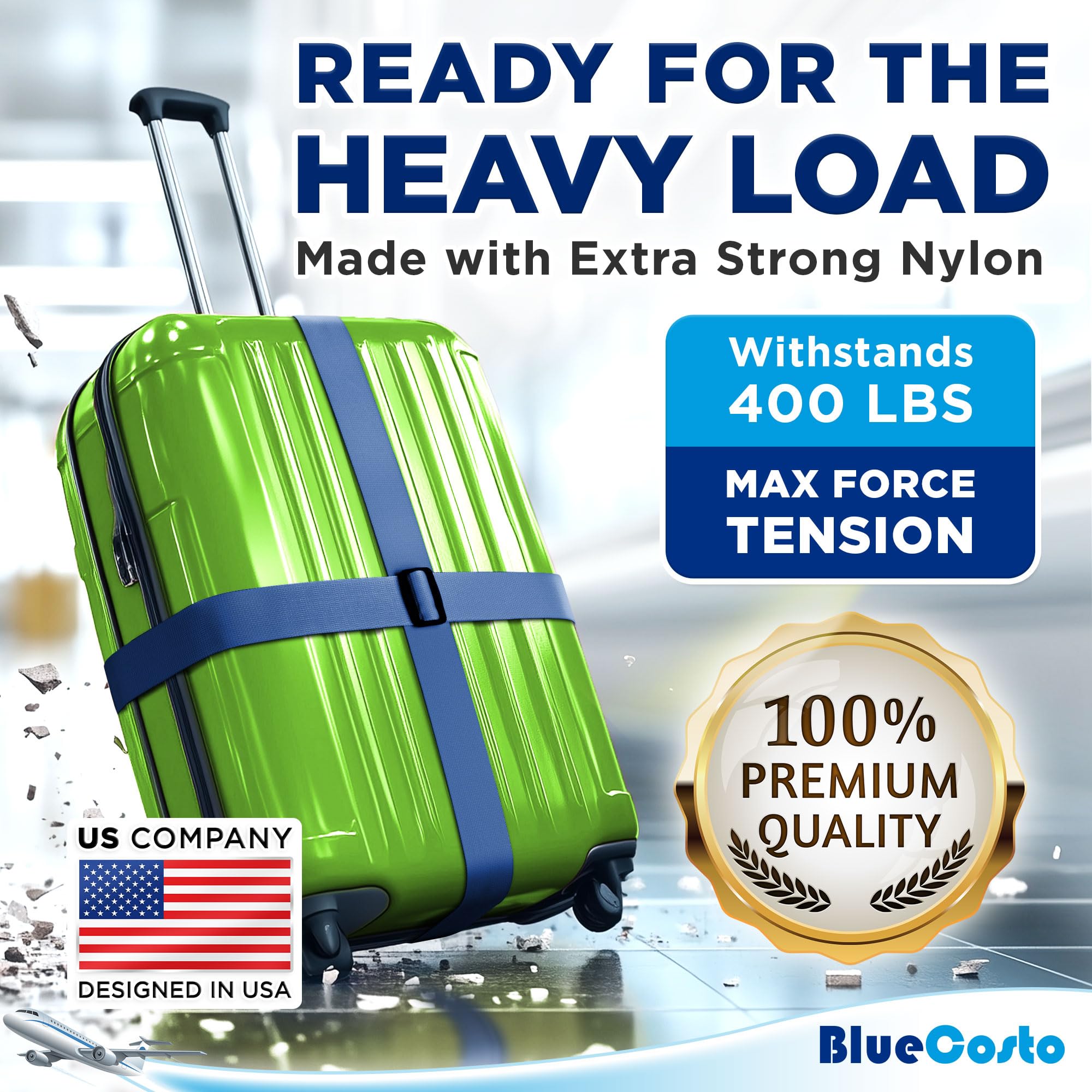 Amazon.com: Luggage Straps for Suitcases - TSA Approved - Navy