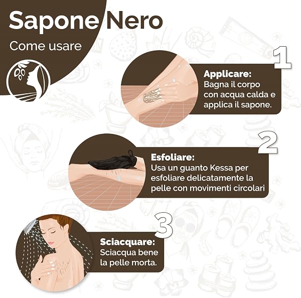 Fatima's Garden Sapone Nero con Nila Blu - Detergente Levigante Hammam, 500g - 5