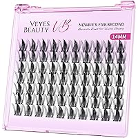 Vista 12 de VEYESBEAUTY Extensiones de Pestañas en Racimo Banda Delgada e Invisible DIY Pestañas Postizas Individuales Serie de Cinco Segundos