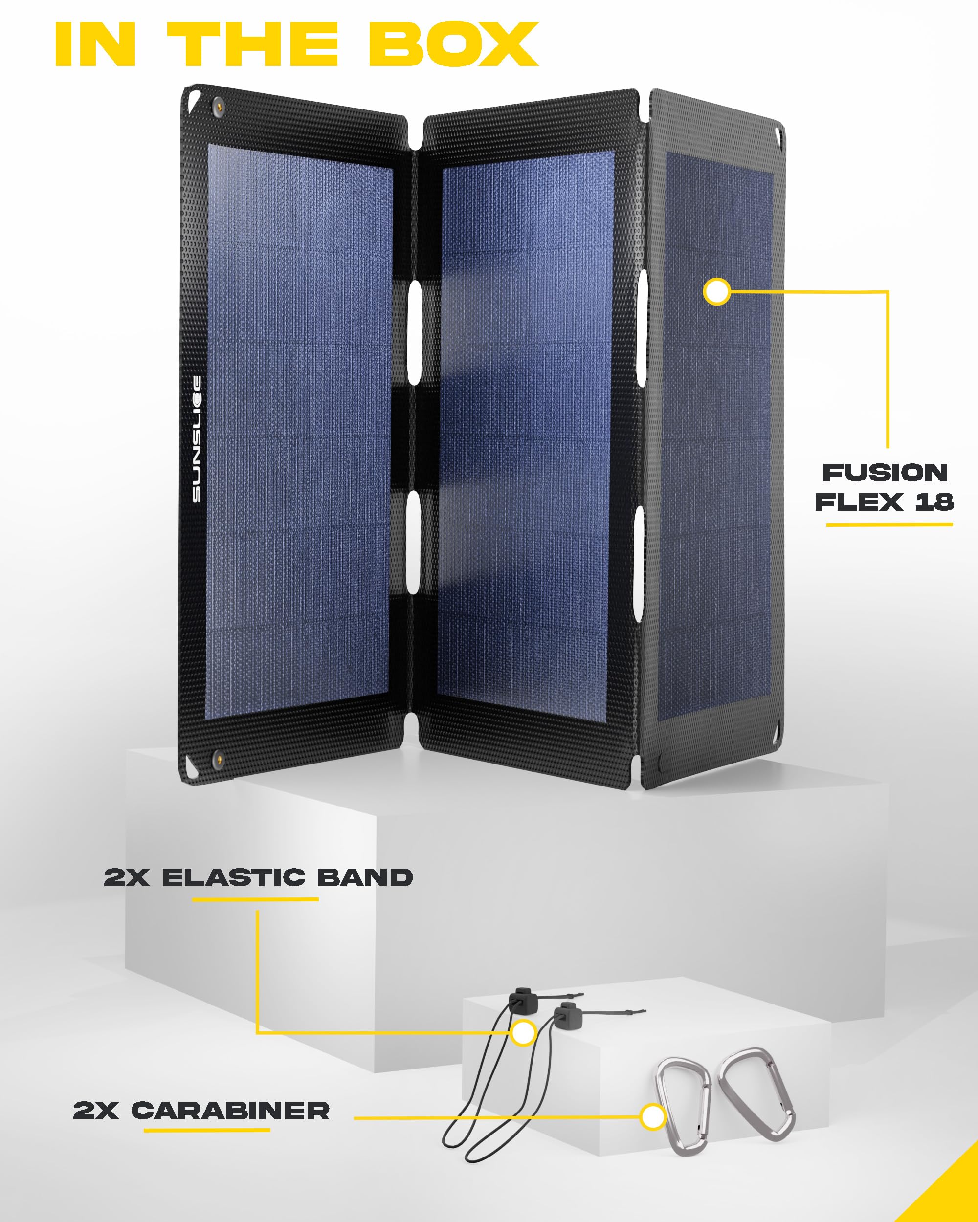 Caricatore solare da esterno, pannello solare flessibile, sistema solare per campeggio, caricatore solare impermeabile con una potente capacità di ricarica di 18W, 2 porte USB, nero.