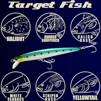 LUCKY CRAFT FlashMinnow 130MRS Saltwater Fishing Lures, Jerkbait for Halibut and Bass Fish, Slow Sinking 2-4ft, Surf Fishing Gear and Tackle Box Accessories