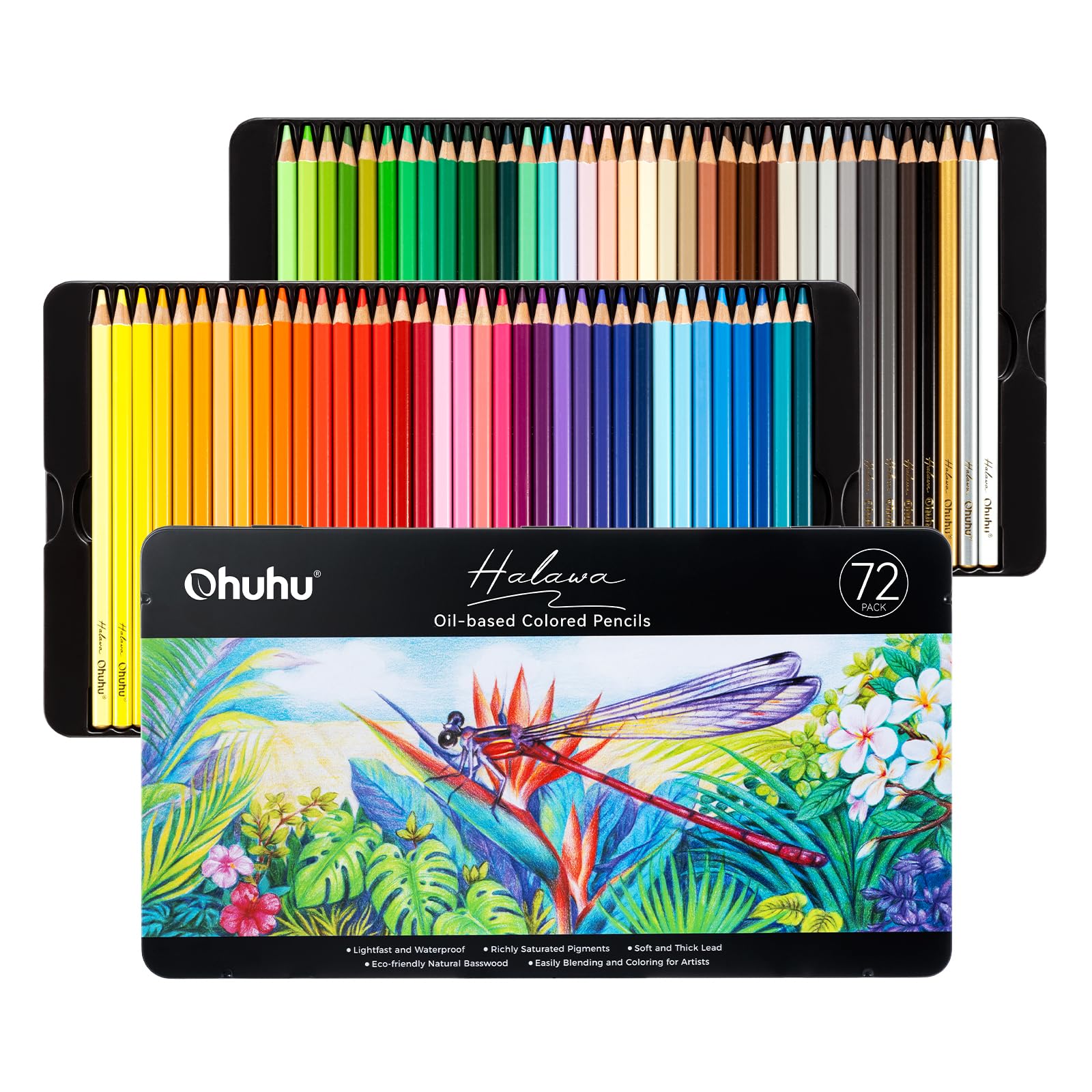 Ohuhu Colored Pencils 72-color Oil-based for Adult Coloring Portrait Halawa