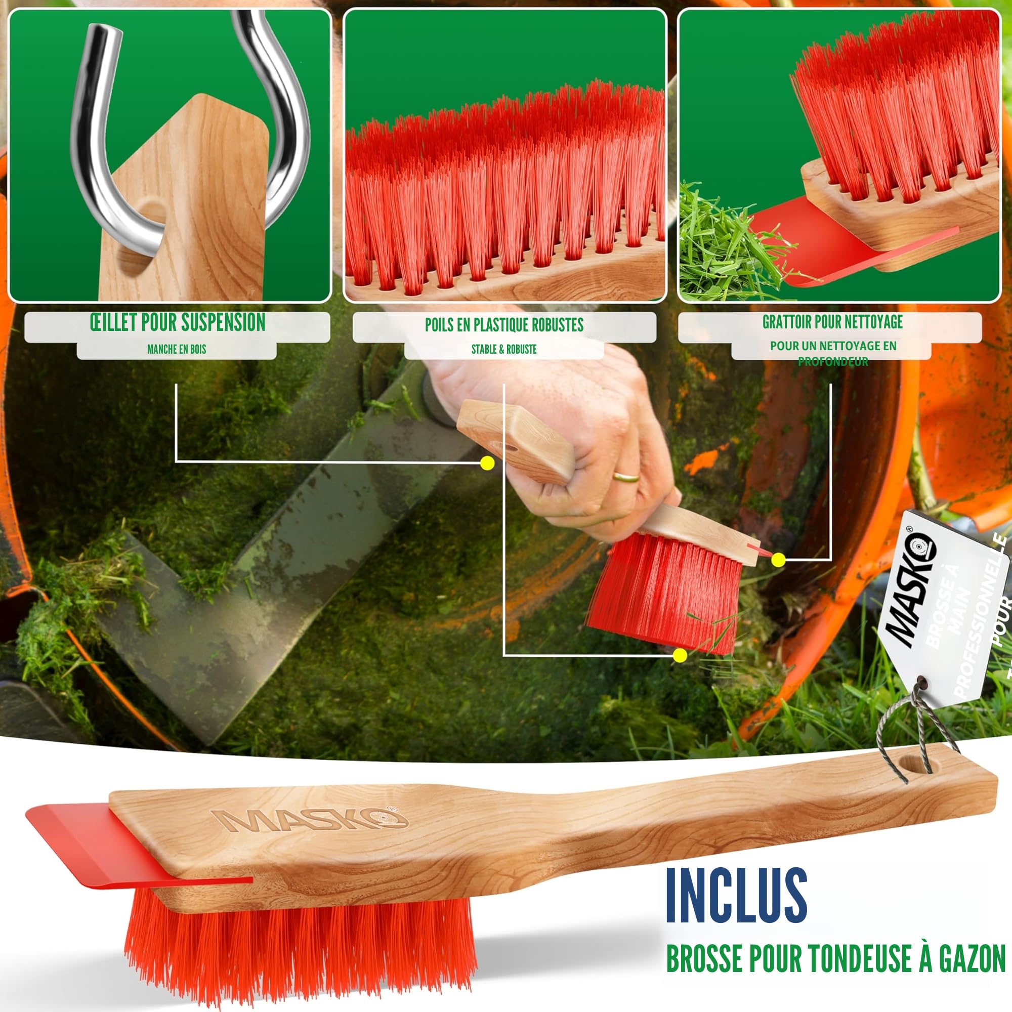 MASKO Tondeuse à Gazon Mulching 43cm 2 Batteries Double Chargeur Bac 55L 650m²