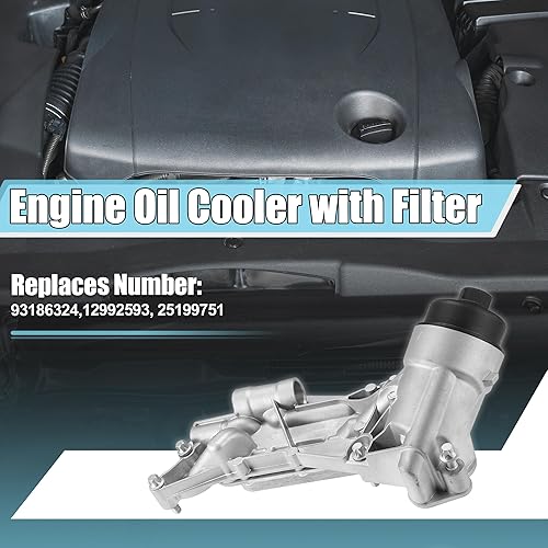 Miniatura 3 de X AUTOHAUX 93186324 Conjunto de adaptador de carcasa de filtro de aceite del enfriador de aceite del motor con juntas para Chevy Aveo para Chevrolet
