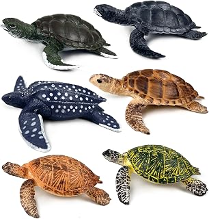 SmilerSmile 6PCS Realistic Sea Turtle Figurines, Plastic Ocean Sea Animals Figures Set Includes of Turtles, Educational Toy Cake Toppers Christmas Birthday Gift for Kids Toddlers