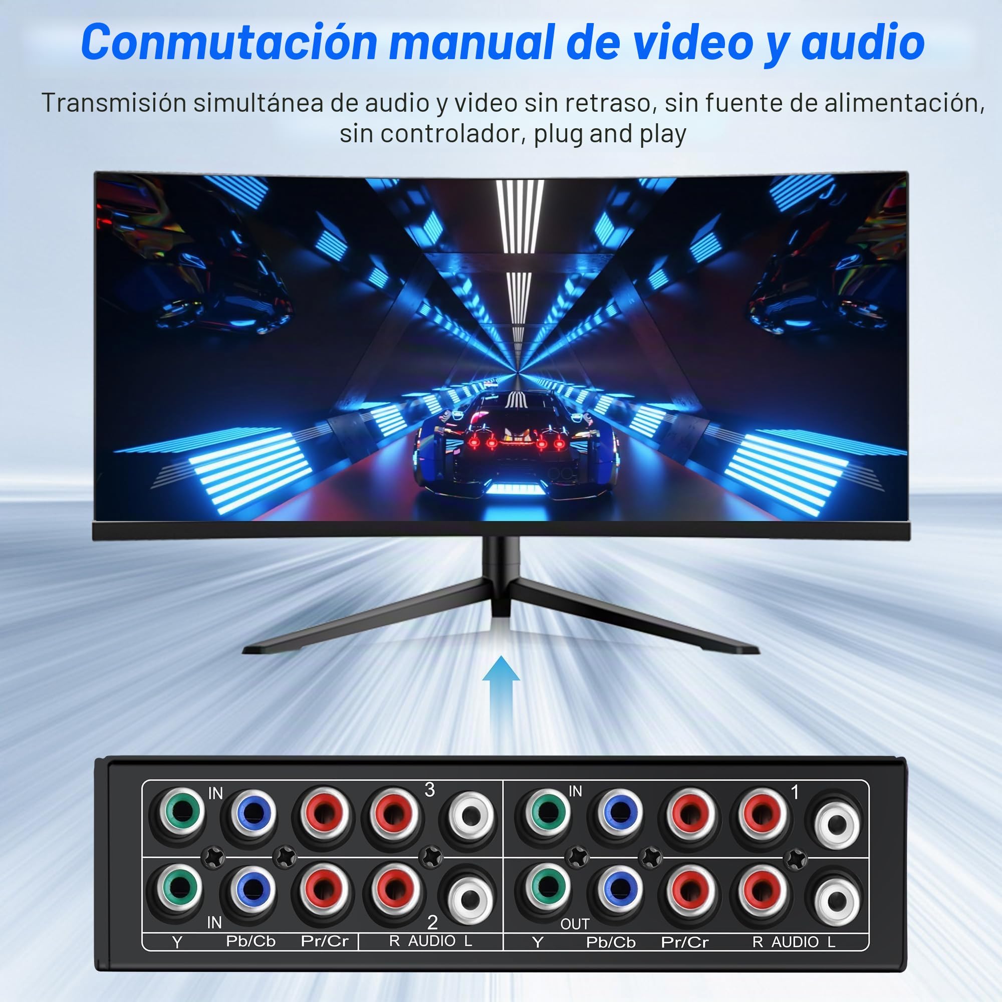 XMSJSIY componente AV interruptor de audio 3 en 1 salida compuesto 5 RCA YPbPr RGB interruptor selector AV caja convertidor divisor de 3 vías concentrador 1080P interruptor de vídeo de audio para Xbox