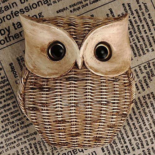 Miniatura 6 de Adornos artesanales de búho de ratán, estatua de búho de simulación, decoración del hogar, figura de búho de resina hecha a mano, lindo adorno de