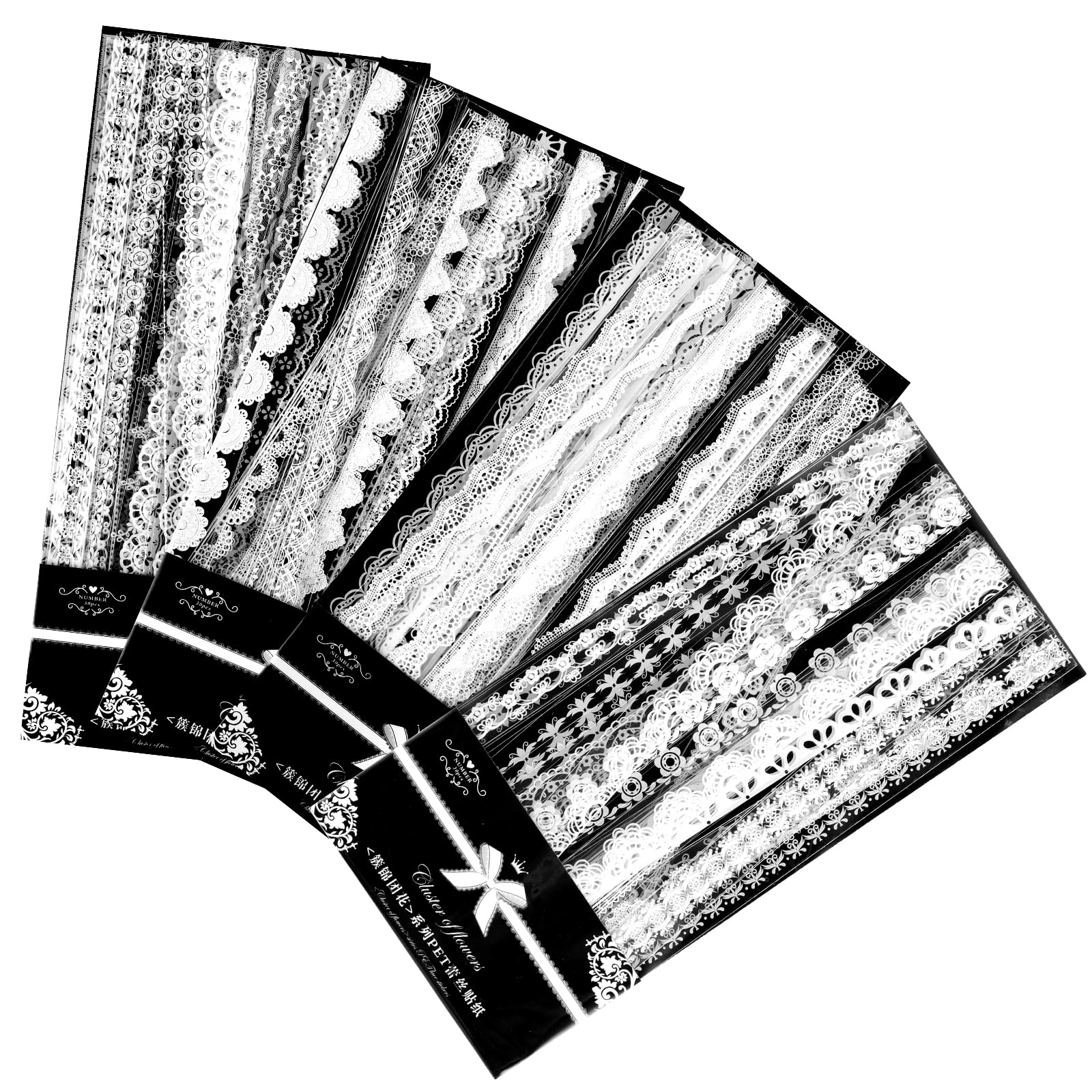 120 Stück Spitzen-Scrapbook-Aufkleber, Vintage-PET, weiße Spitze, Scrapbooking, Verzierungen, starke Viskosität, Schnürsenkel, Washi-Tape für Hochzeit, Tagebuch, Basteln, Fotorahmen