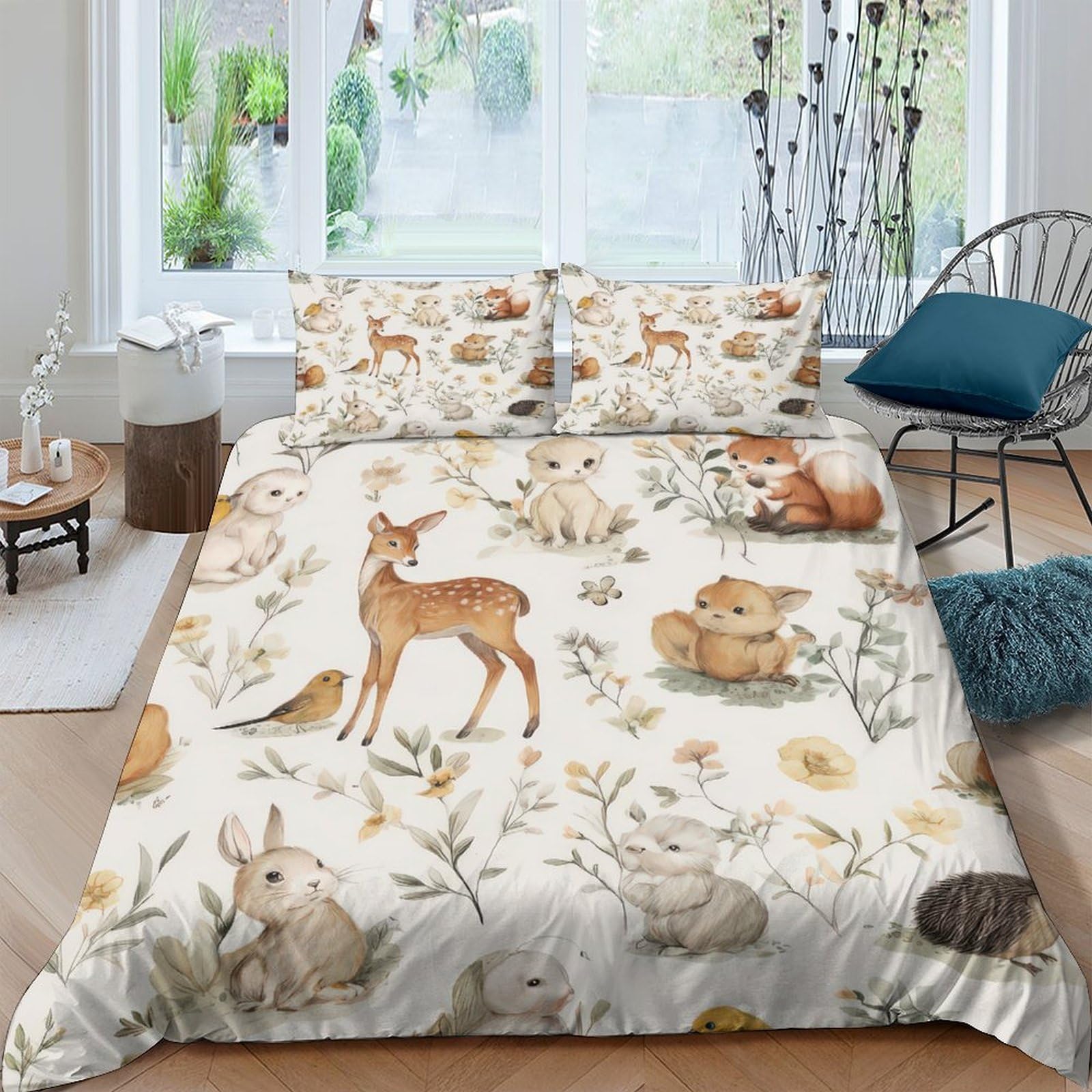 Ctjqhvkz Style-6 3D Printed Woodland Deer Fitted Sheet Microfiber Soft Breathable Forest Animal Bed Cover For Bedroom Guest Room Decor Single（135X200cm）