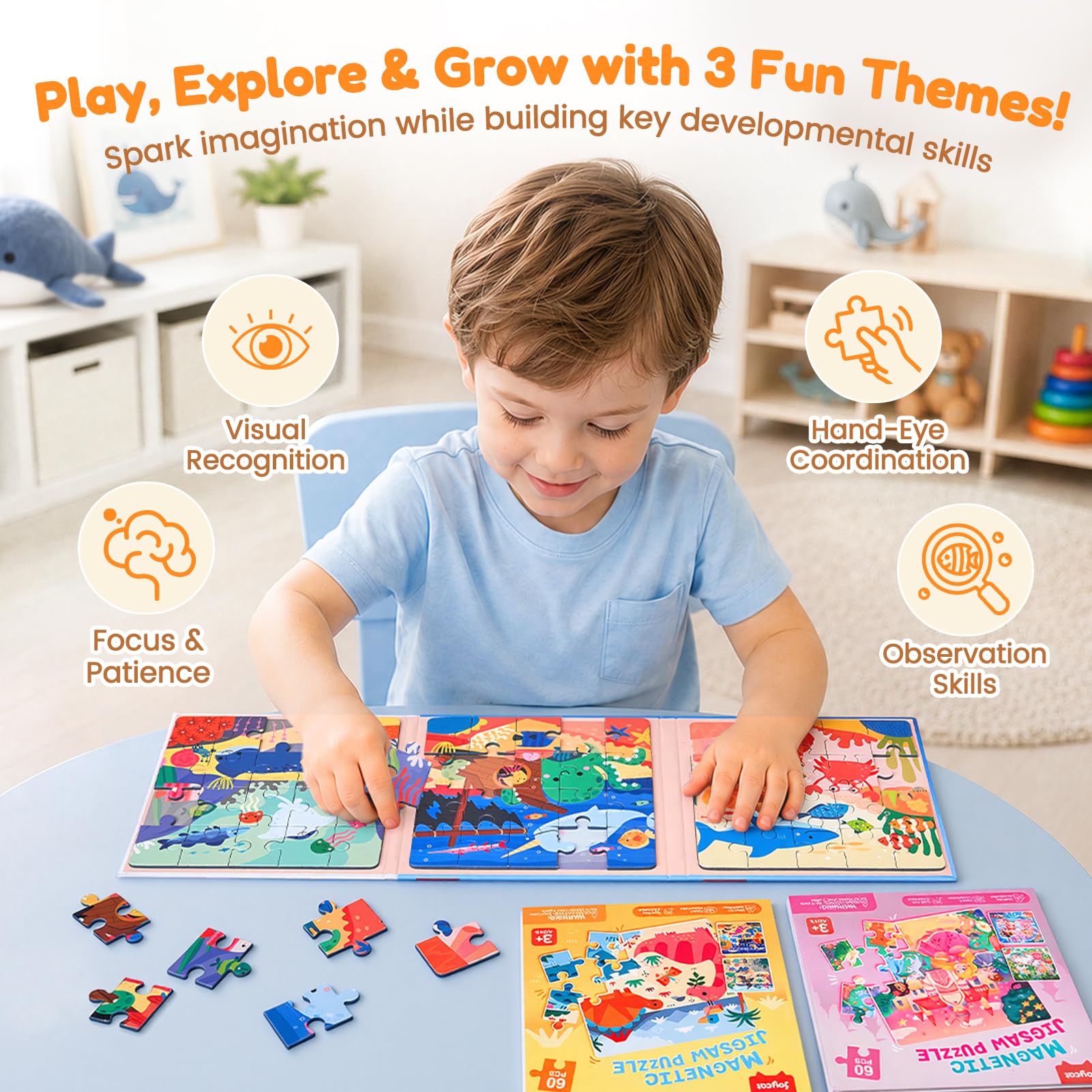 JoyCat Magnetic Puzzles for Kids - 3 Themes! -5