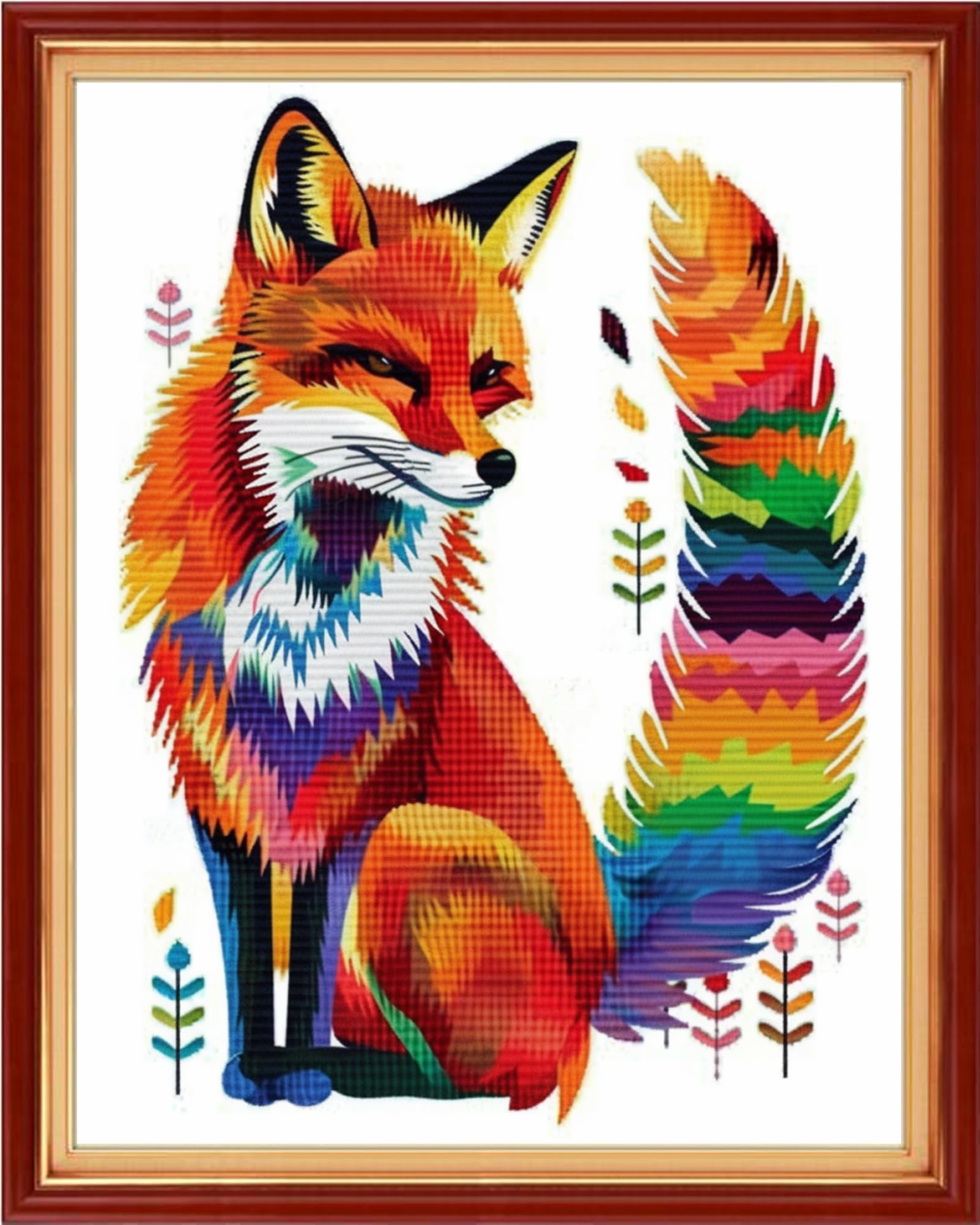 Artvxeay Stamped Cross Stitch Kits | Embroidery Kits for Beginners Craft Kit Needlepoint for Adults Supplies DIY 11CT-(Colorful Fox 16x20 inch)