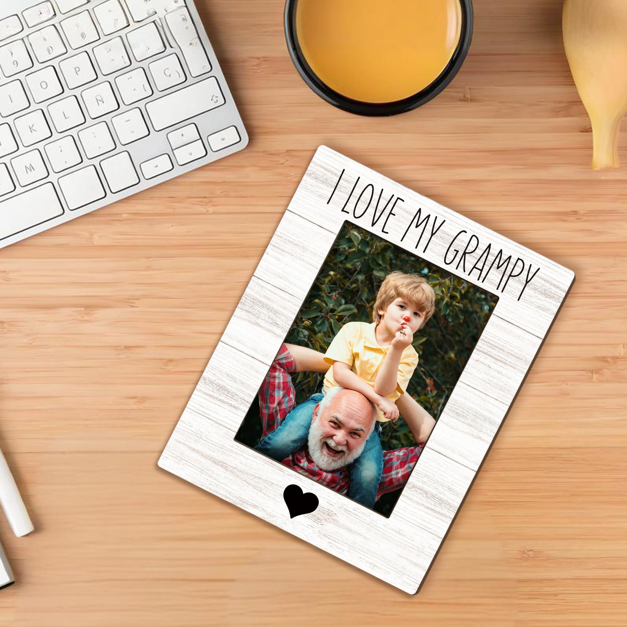 Grampy Gifts Picture Frame 5x7, Grampys Photo Frame, Christmas Fathers Day Birthday Gifts for Grampys from Grandkids, I Love My Grampy Wooden Picture Photo Frames for Desk Home Room Decor