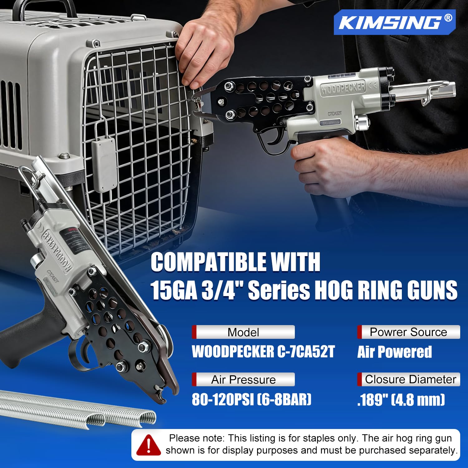 SC7 Gauge 19mm Interior Corona 24mm Exterior Corona Galvanizado C Anillo Grapas 10,000 PCS/Caja, C-anillos para Hog Ring Gun C Ring Alicates | Corona int. 19mm - ext. 24mm, cierre 4,8-8mm, para pinzas C 15GA, jaulas animales & asientos auto
