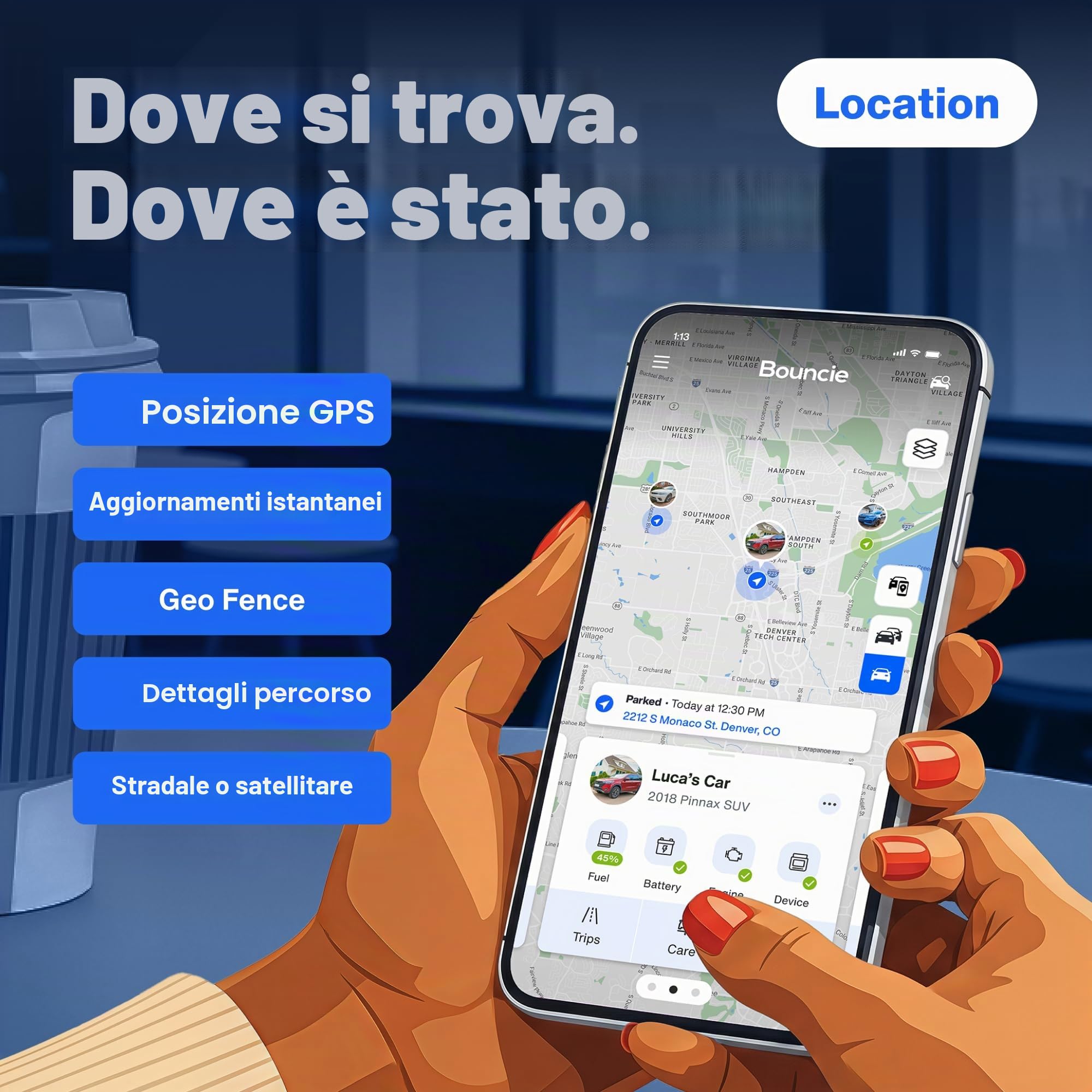 Bouncie - Auto connessa - Adattatore OBD2 - Richiesta di servizio 3G mensile da $8 - Tracciamento della posizione, abitudini di guida, avvisi, geo-recinzione, diagnostica - Famiglia o flotte - Alexa,