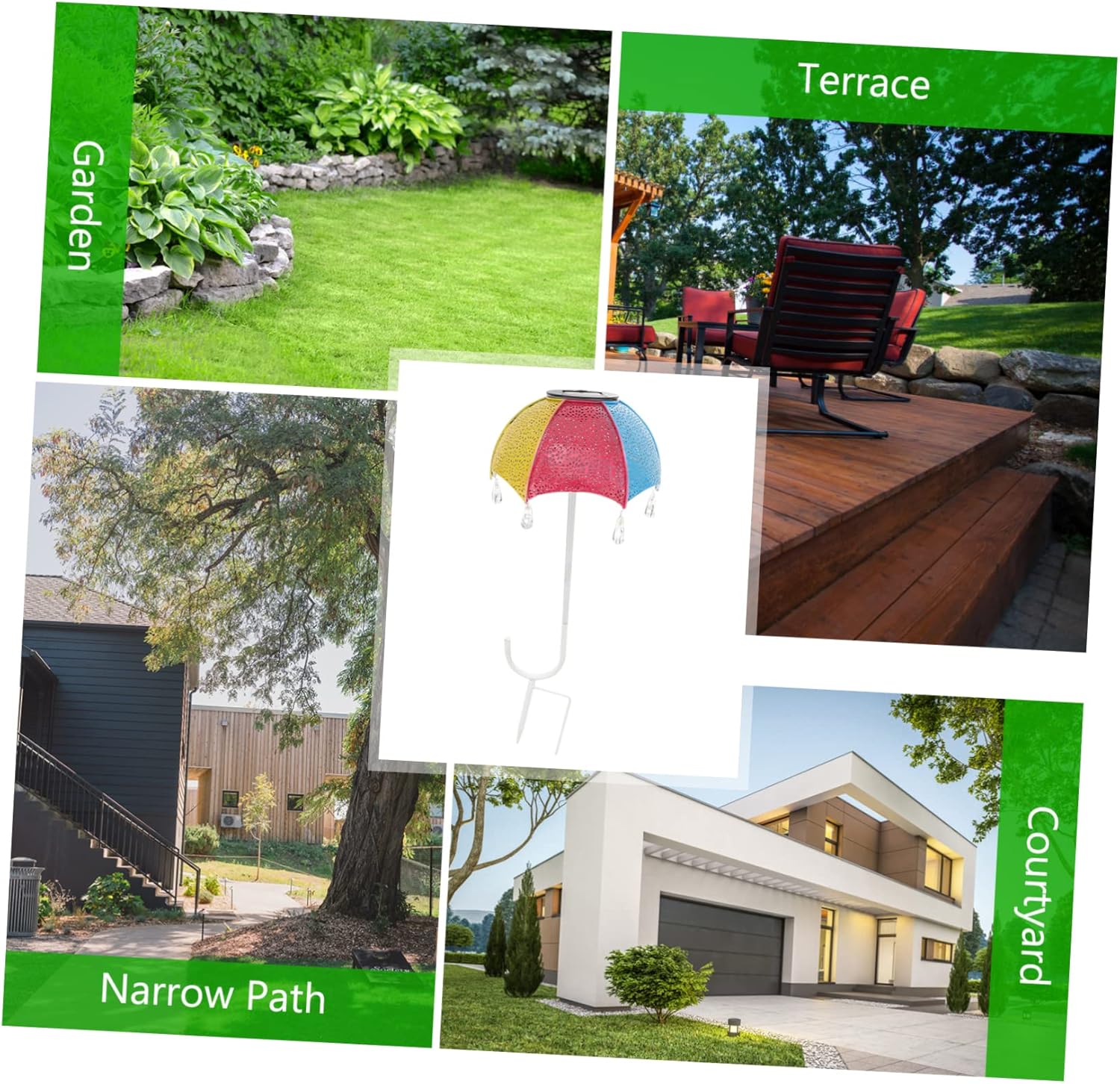 Solar Powered Iron Umbrella Floor Lamp Garden Stake Lights Outdoor Decor Patio Lighting