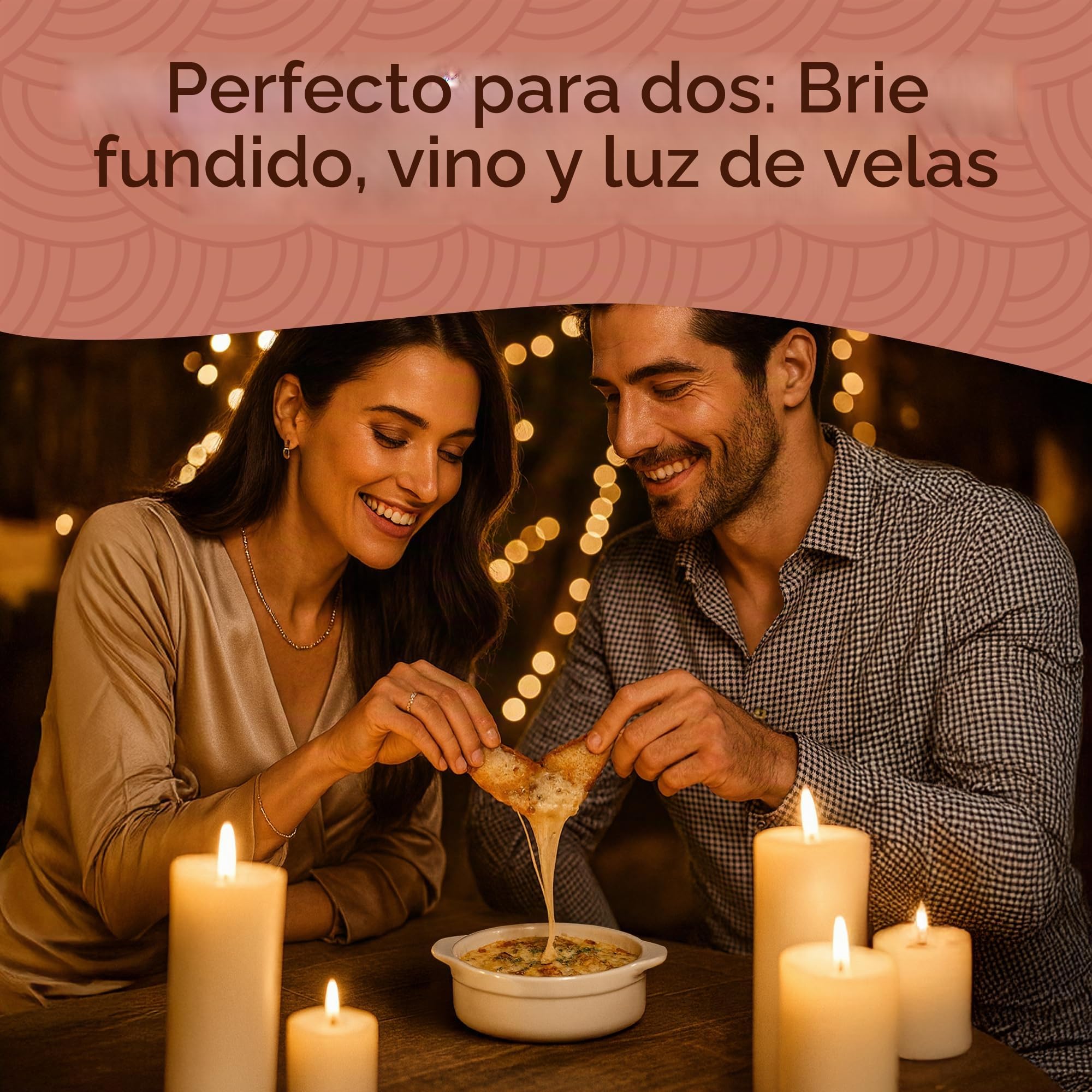 Muldale Camembert - Plato para hornear con tapa, juego de regalo, panadero de queso Camembert en color blanco, plato para hornear Brie, panadero de cerámica Camembert Baker - 14 cm - Con esparcidor y