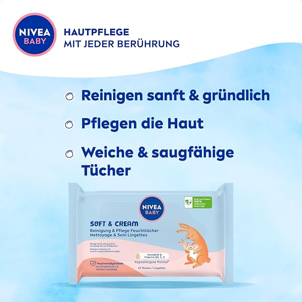 NIVEA BABY Soft & Cream Feuchttücher (4 x 57 Stück) - 3