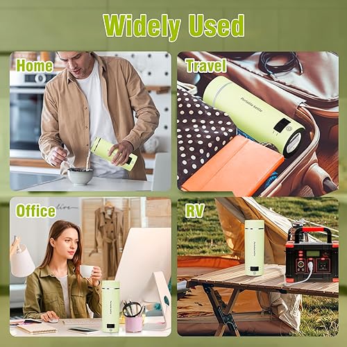 Miniatura 21 de Hervidor eléctrico de viaje, mini tetera portátil, pequeña caldera de agua caliente con 4 ajustes de temperatura, acero inoxidable 304, agua de Rosa