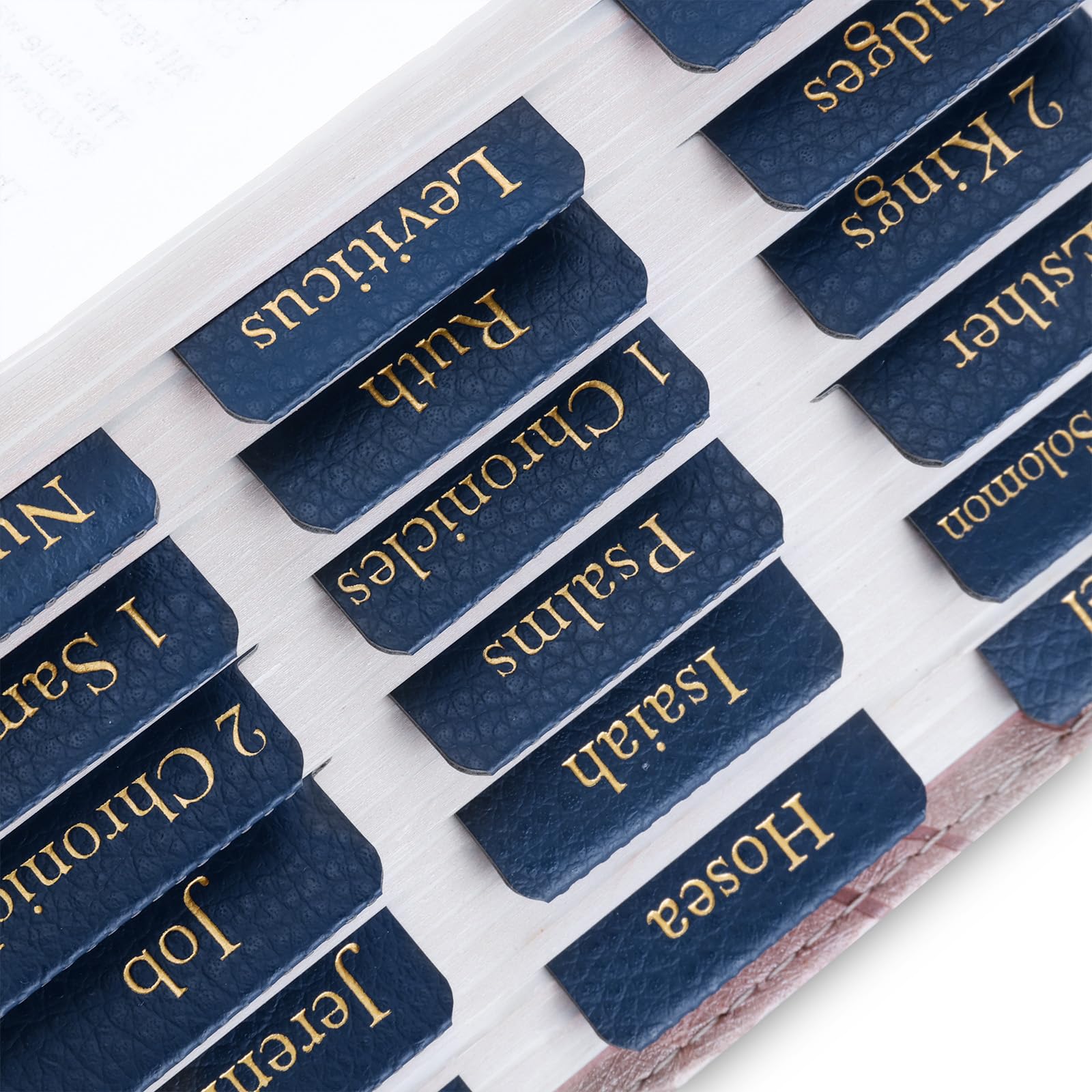 XKDOUS Leather Bible Tabs, Navy Blue, 66 Bible Tabs for Old and New Testament, Additional 9 Tabs