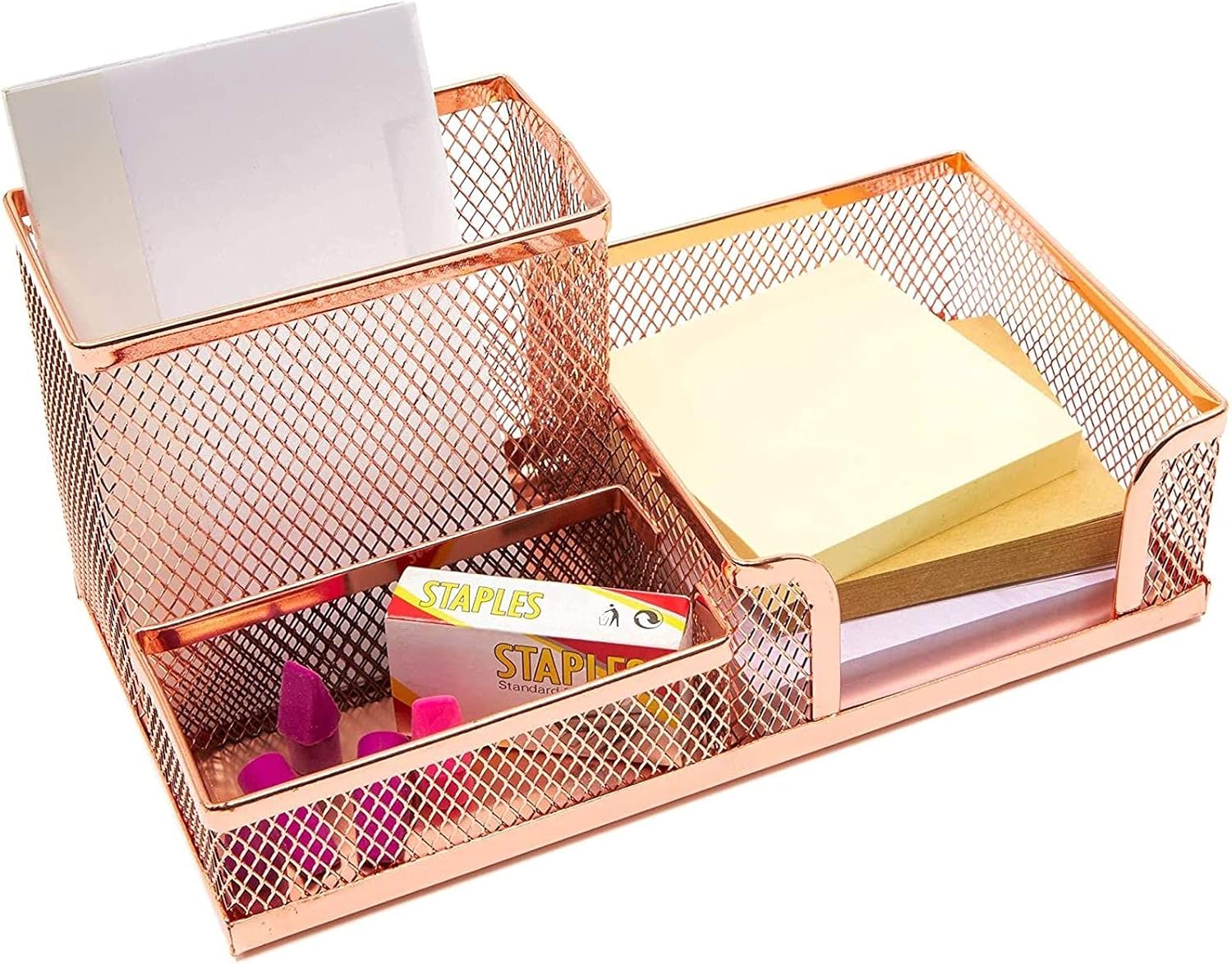 Mesh Wire Desk Organizer Set (Rose Gold, 5 Pieces) : Office Products