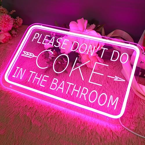 Miniatura 6 de Letrero de neón con texto en inglés Please Don't Do Coke In The Bath para decoración de pared, luces de neón rosas, baño, dormitorio, hogar, bar,
