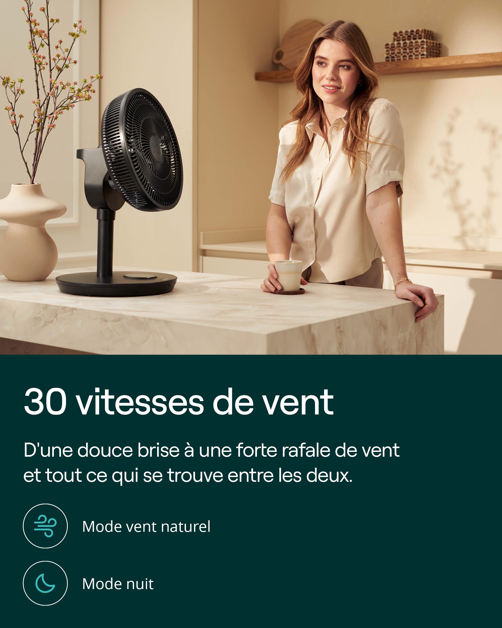 Duux Whisper Flex 2 ventilateur – ultra-silencieux 13dB – mode nuit & minuterie – hauteur réglable (54 à 92 cm) – économe en énergie dès 2W – commande via ventilateur & télécommande – Noir