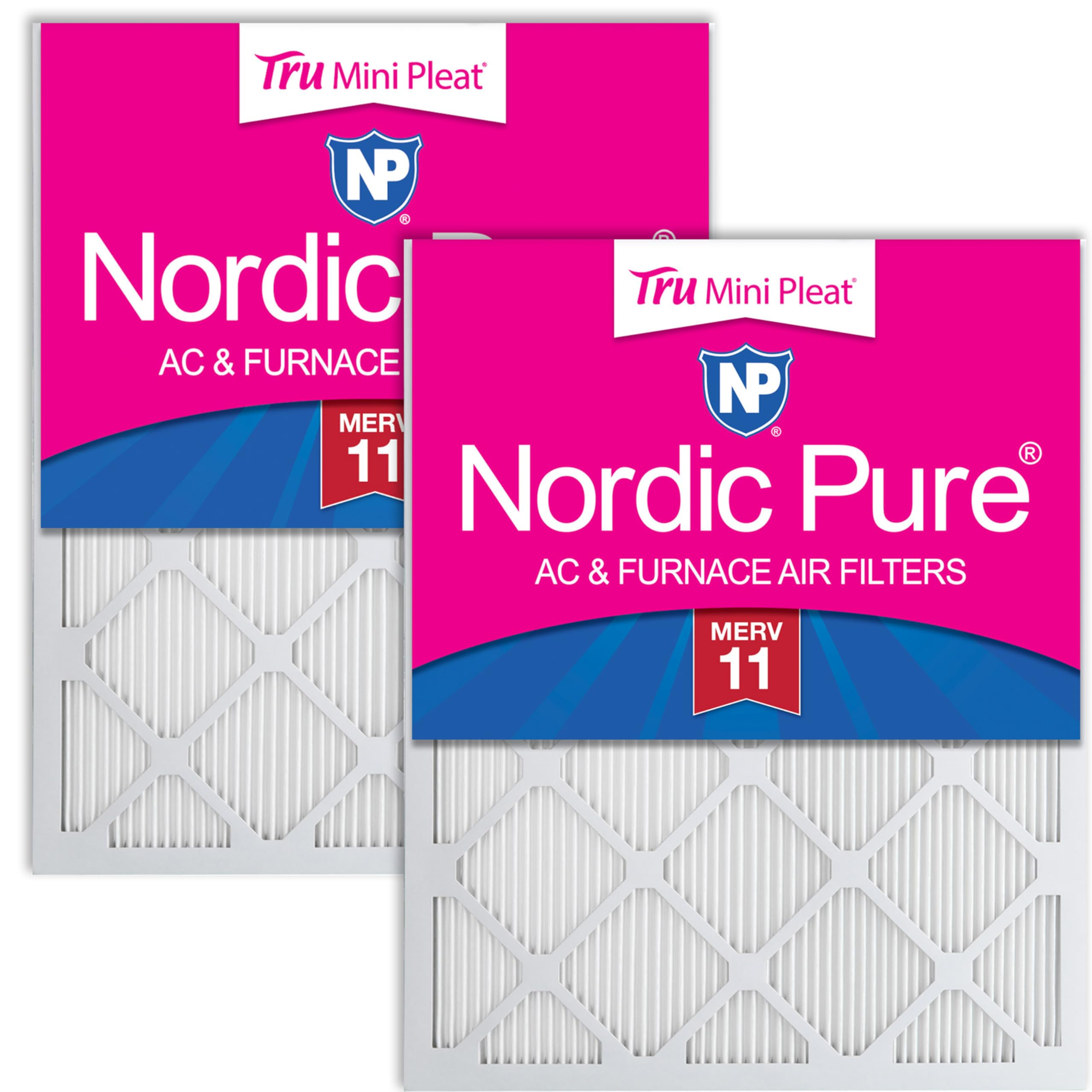Nordic Pure 10x20x1 Tru Mini Pleat MERV 11 AC Furnace Air Filters 2 Pack