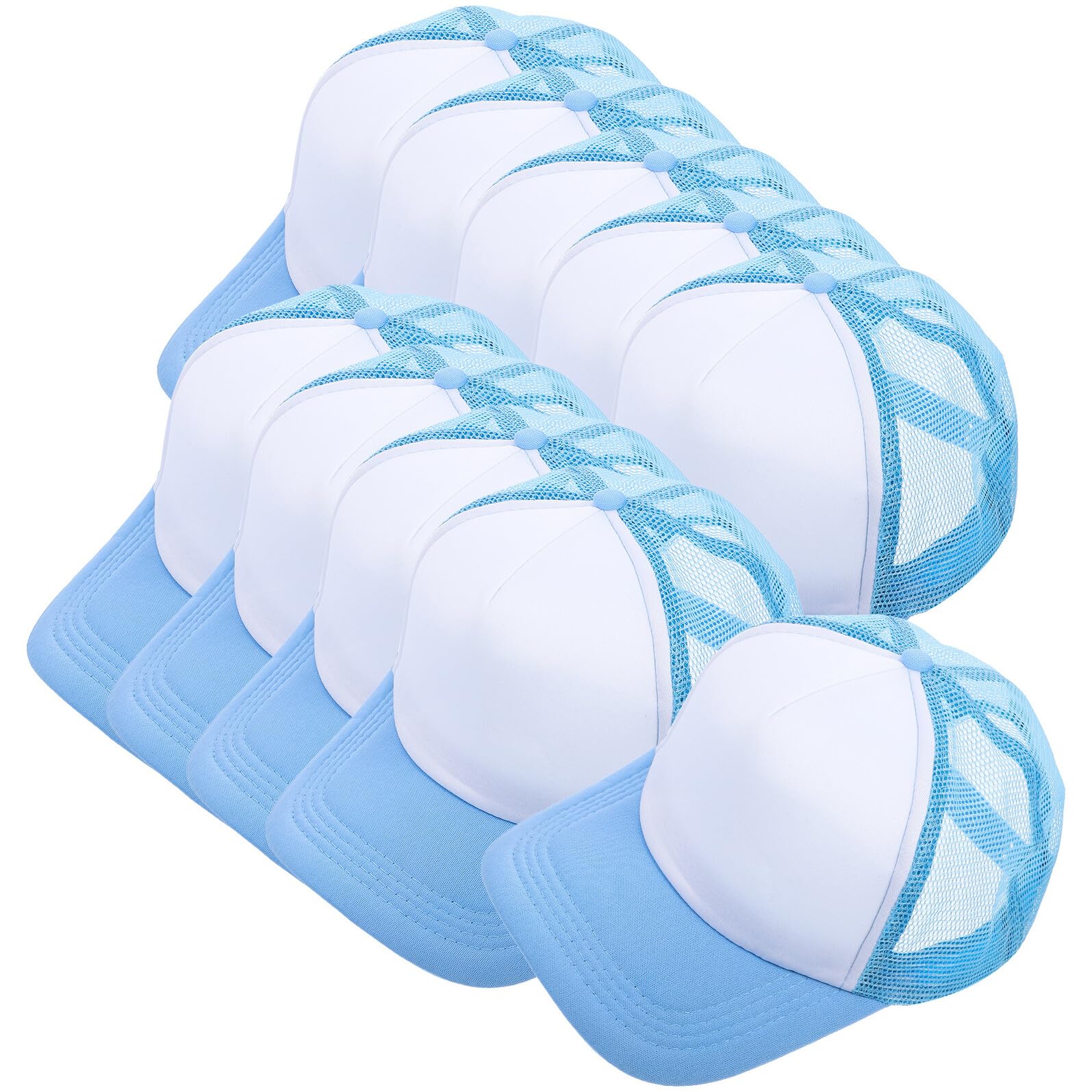 Healvian 10 Gorras de Béisbol de Malla en Blanco de Poliéster Ligeras para Sublimación 10 Piezas Diseño Simple para Manualidades y Actividades al Aire Libre