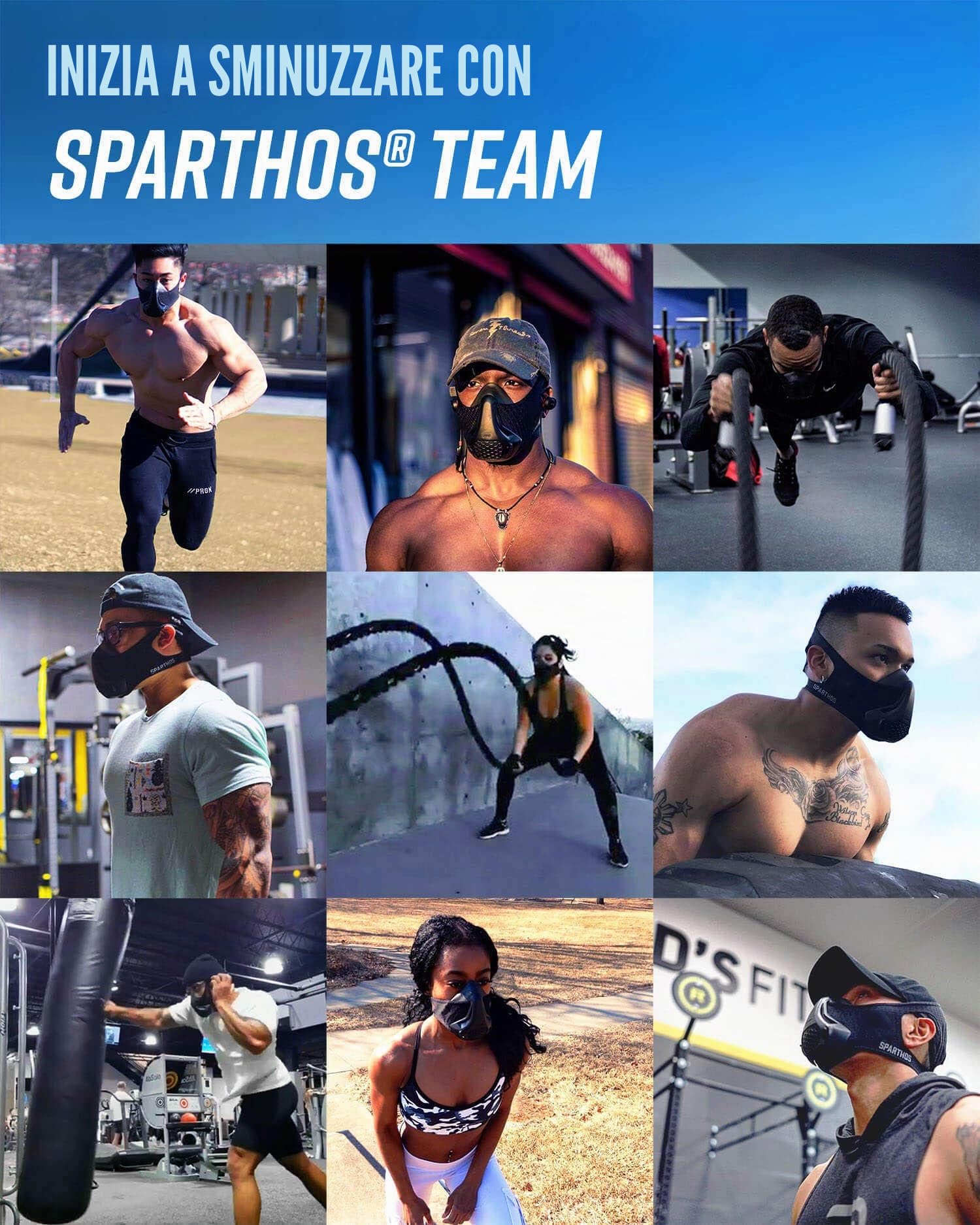 Sparthos - Maschera da allenamento con simulazione ad alta quota, per palestra, cardio, fitness, corsa, resistenza e allenamento HIIT [16 livelli di respirazione]