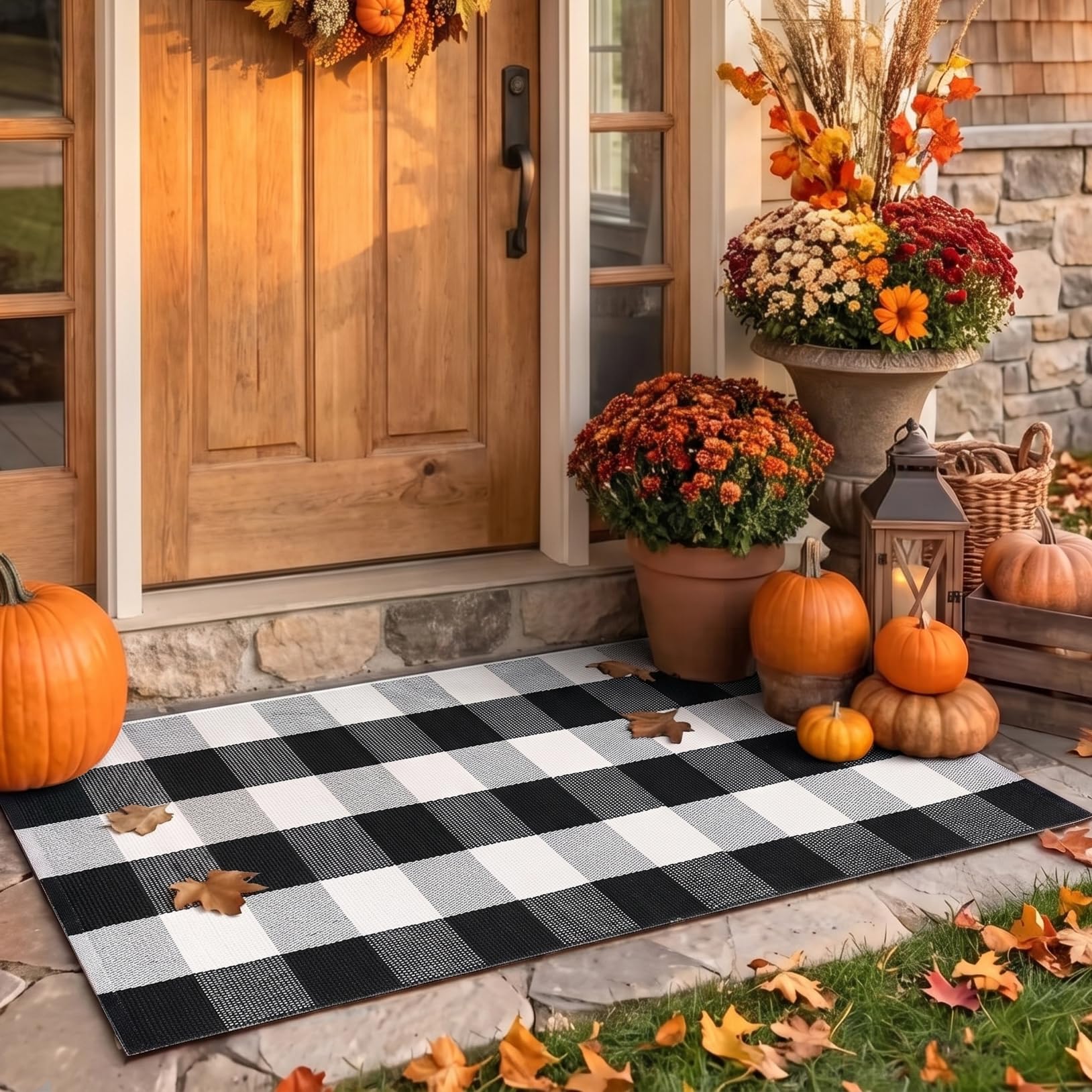 Buffalo Plaid Fall Doormat - Front Door Decor -1