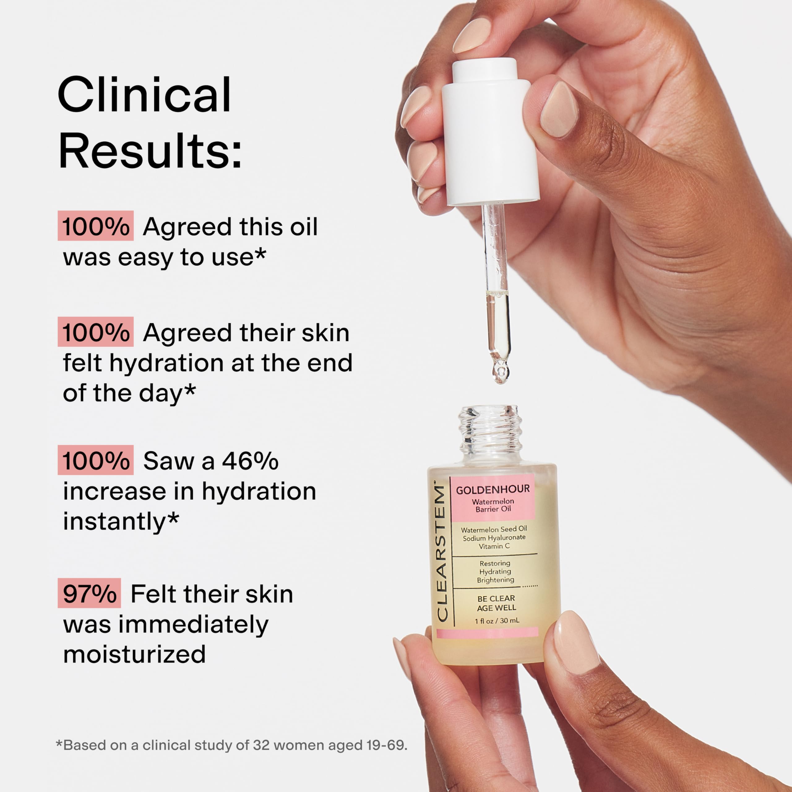 CLEARSTEM GOLDENHOUR Hydrating Facial Oil - Plumping Face Oil for Women for Deep Face Hydration - Non-Comedogenic Vitamin C Oil for Skin with Hyaluronic Acid and Watermelon Seed for Glowing Skin