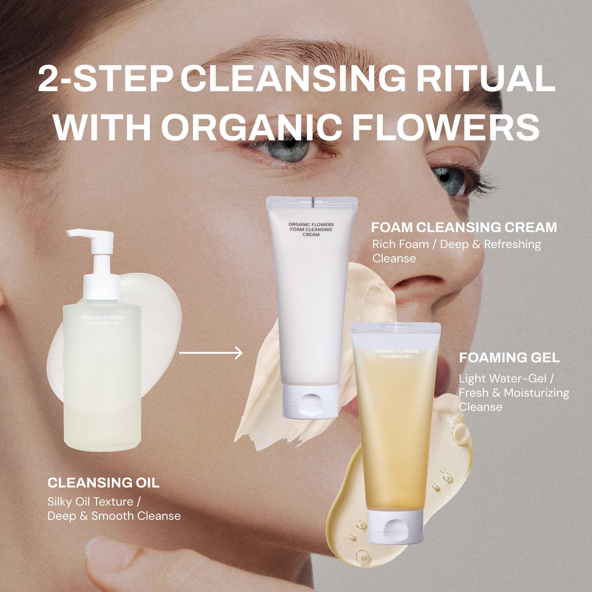 WHAMISA Organic Flowers Cleansing Oil - Delikatny olejek oczyszczający do twarzy do demakijażu - głębokie oczyszczanie porów - koi i pielęgnuje skórę - 153ml