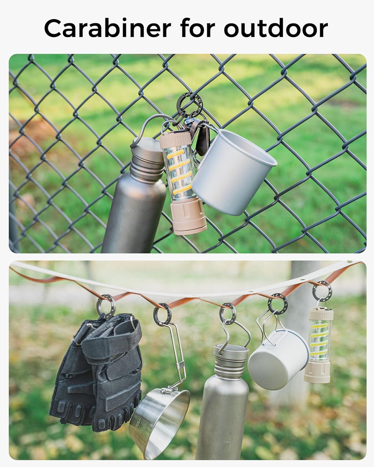 Titanium Circle Small Keychain Carabiner Clip with 2pcs 25mm/1inch Stainless Steel Key Rings, Quick Release Keychain for Men, Multi-Hole Design