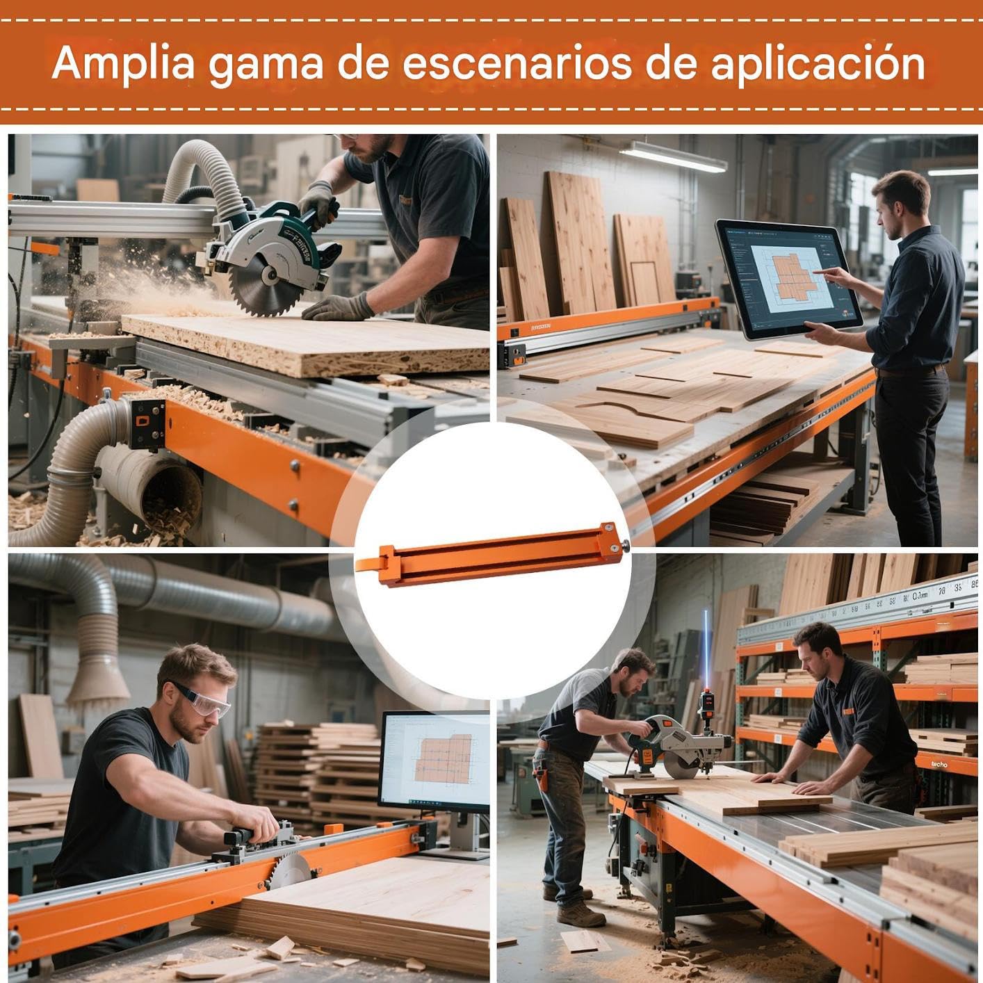 Guía Base Ajustable De Máquina Cortadora Carril Sujeción Carpintería Y