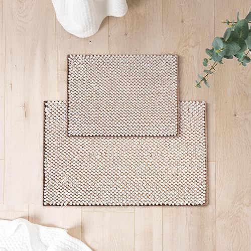 FRESHMINT Juego de 2 alfombras de baño de felpilla de 17 x 24 pulgadas + 20 x 32 pulgadas, antideslizantes, para baño, alfombras de baño