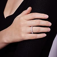 Vista 11 de Yaxa Essentials Anillo de plata de ley chapada en platino o oro con circonita cúbica redonda de elementos infinitos