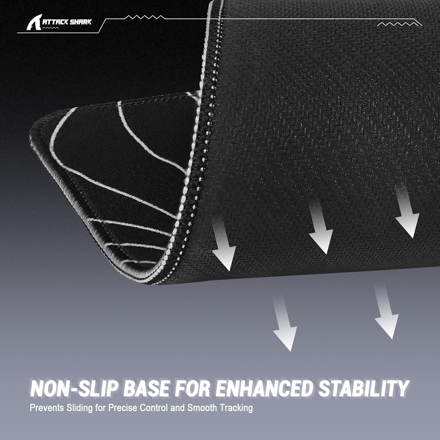 ATTACK SHARK CM02SE Gaming Mouse Pad, Non-Woven Texture Surface, Anti-Slip Rubber Base, Anti-Fraying Stitching Portable Mouse Mat for Mac/PC/laptop Office&Gaming Accessories 410*310*4mm Contour Black 9 81bAT3fBOSL. AC SL1500