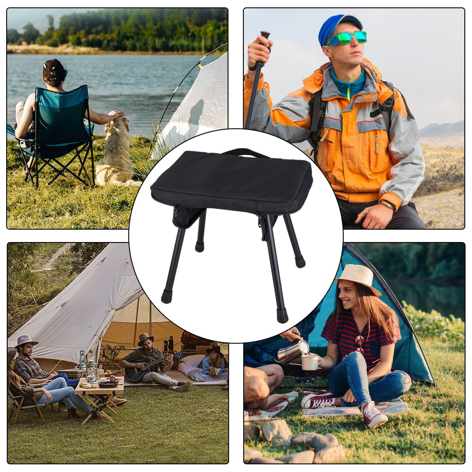 Taburete de camping para adultos, 80 kg, máxima capacidad de carga, asiento ligero para exteriores, taburete plegable para camping, para patio trasero, pesca, senderismo, mochilero, viajes, picnic, o