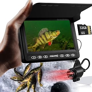 FishPRO® 2025 Upgrade] Die Pro in Unterwasser-Angelkamera – 10,9 cm mit DVR -32 GB, 1000 TVL (einfache Verwendung für jedes Alter) Eisfischen Kamera Unterwasser, Fischfinder-Kamera mit 3-Grad-IR
