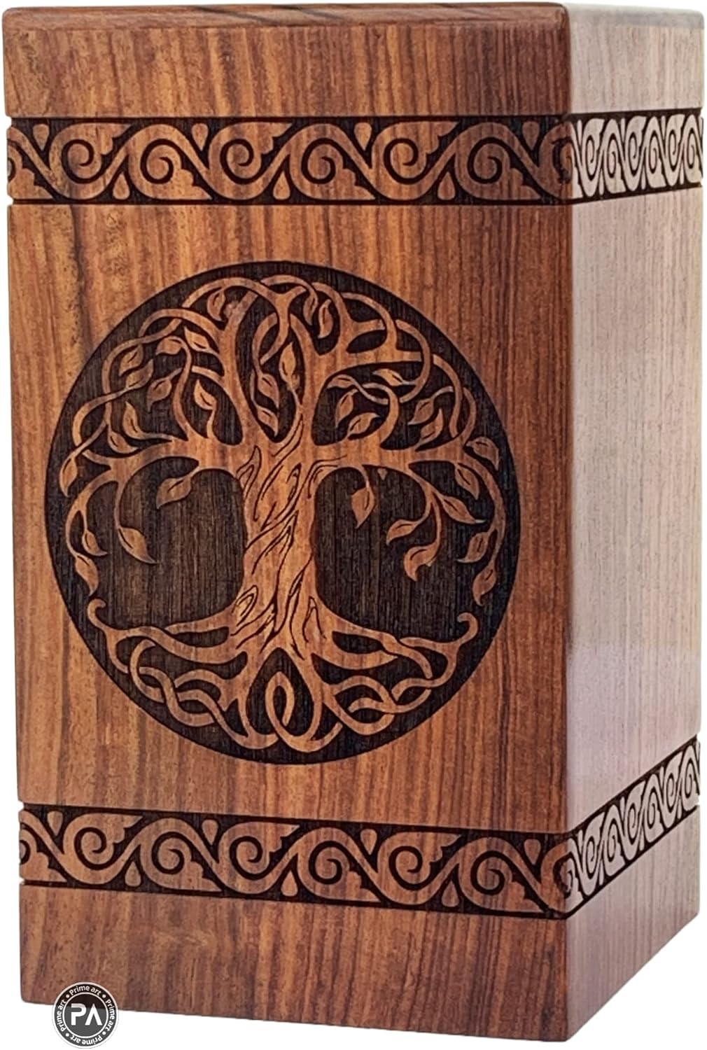 Wooden Urns For Ashes Adult Male Cremation Urns Adult Ashes Tree of Life Urns For Ashes Funeral Urns Wooden Pet urns Heart Urn Box ((X-Large - 14"Hx7.5"W (640 Cu/In), Rosewood Natural)