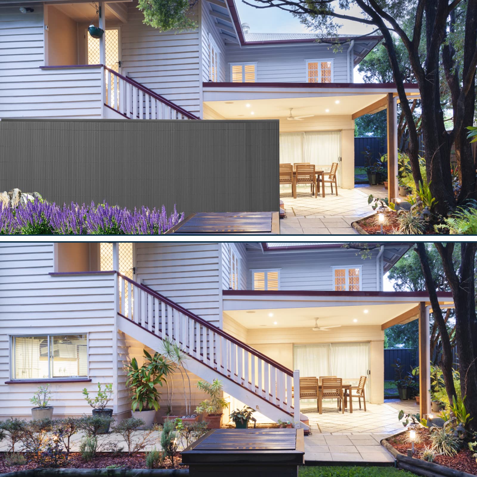 Lospitch Recinzione in PVC per la Privacy, 90 x 900 cm, Resistente alle intemperie, per Giardino, Balcone, terrazza, Frangivista Decorativa, Canniccio Paravista, Tappetino Protezione, Grigio