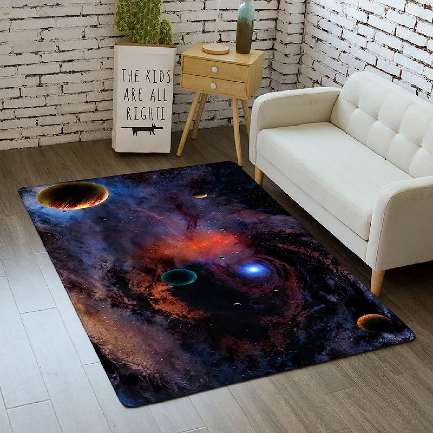 Tapis galaxie 160x230 cm lavable et antidérapant grand format pour salon et chambre