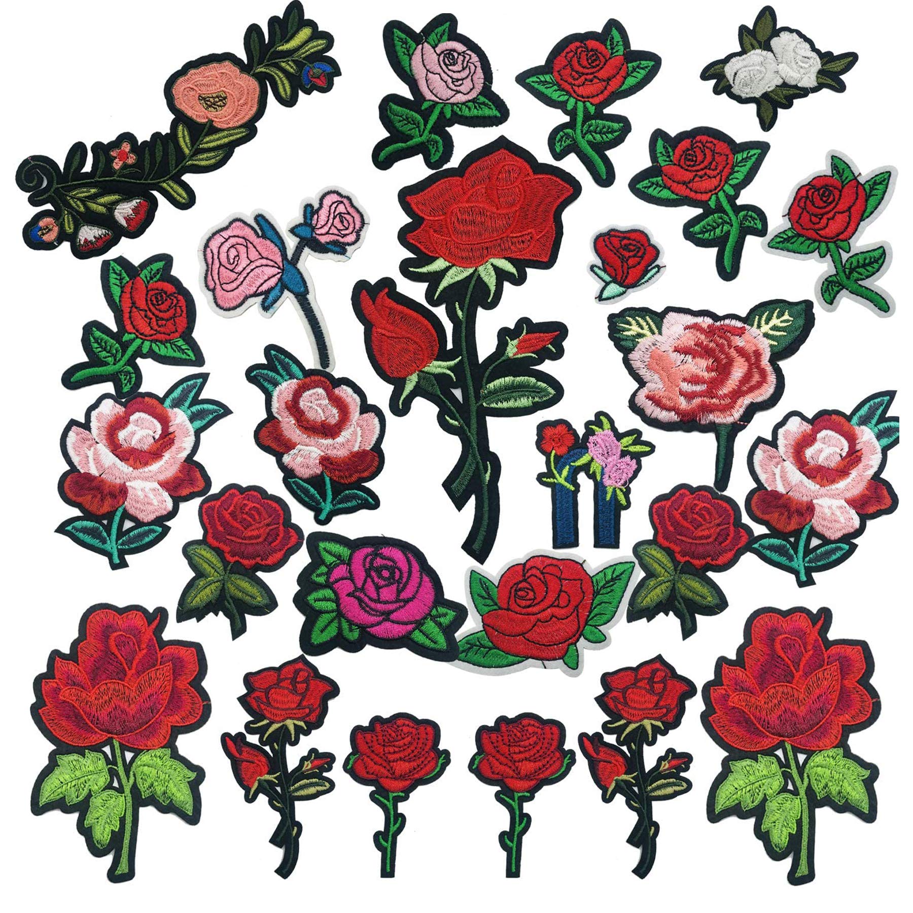 Patch Ricamata Fiore Rosa | Iron On O Da Cucire Per Abiti, Borse E Accessori