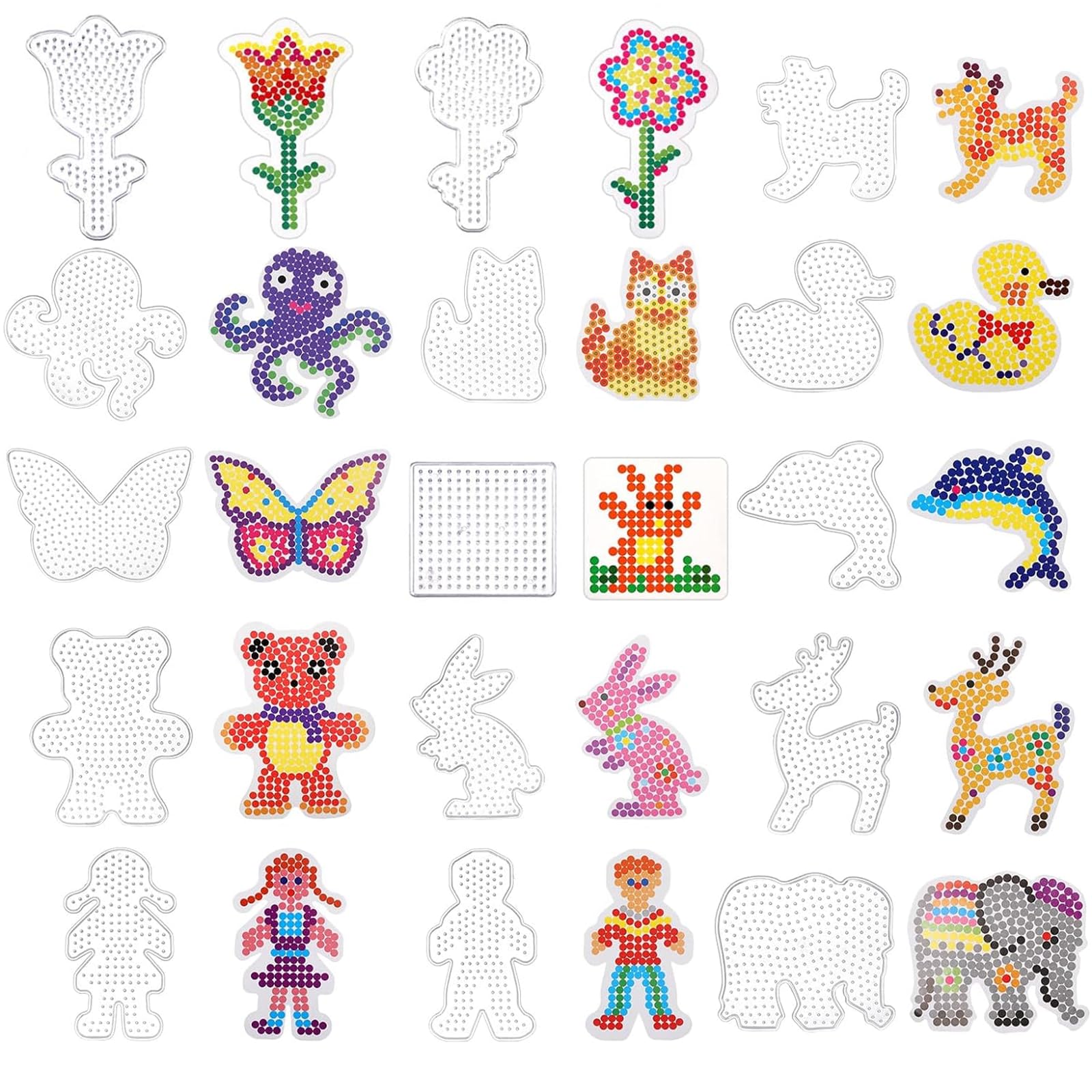 15 Bügelperlen Platten Set Mit Vorlagen - Bastelset Für Kinder