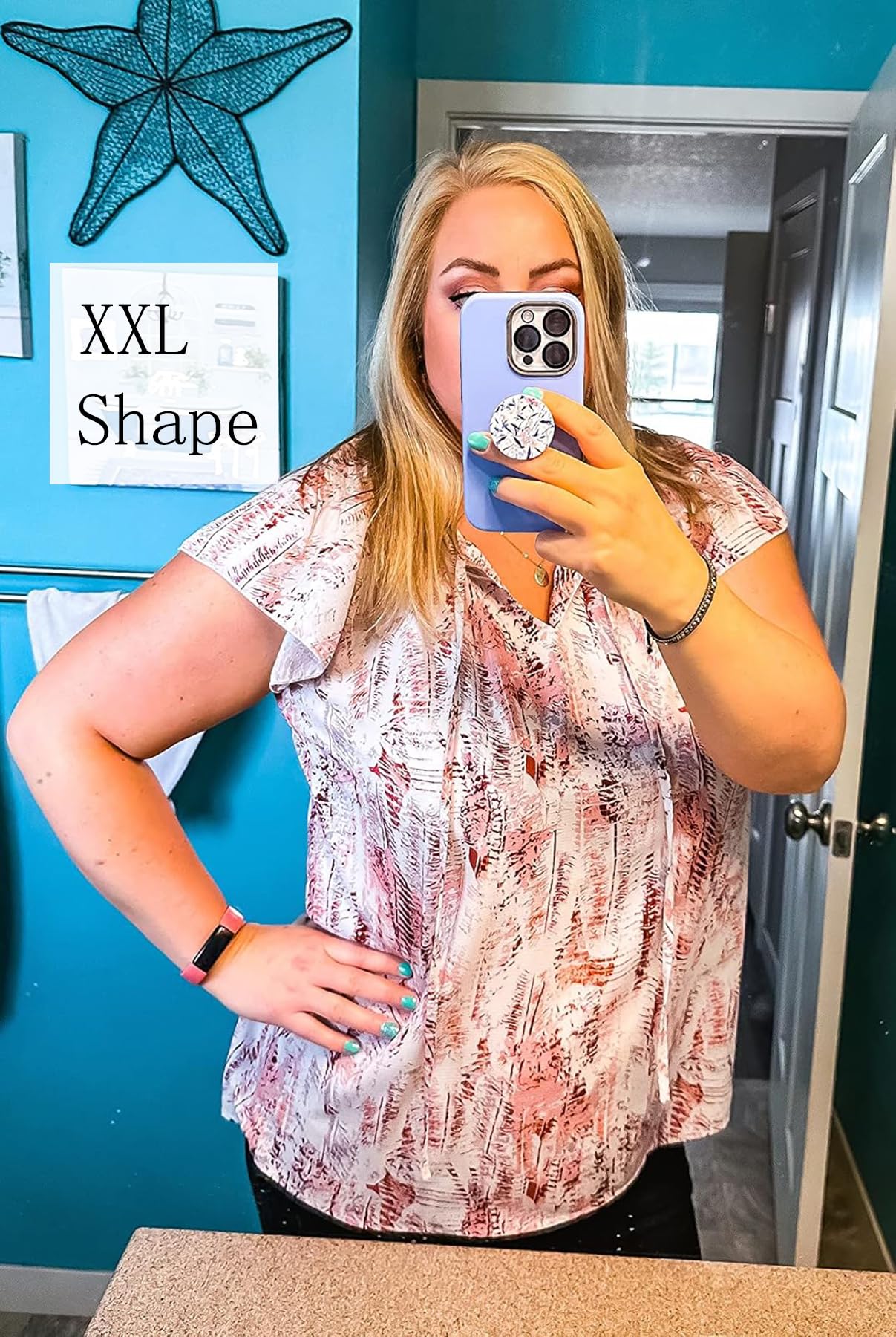 SimpleFun Women's Boho Tops Floral V Neck Short Sleeve Summer Blouse Shirts