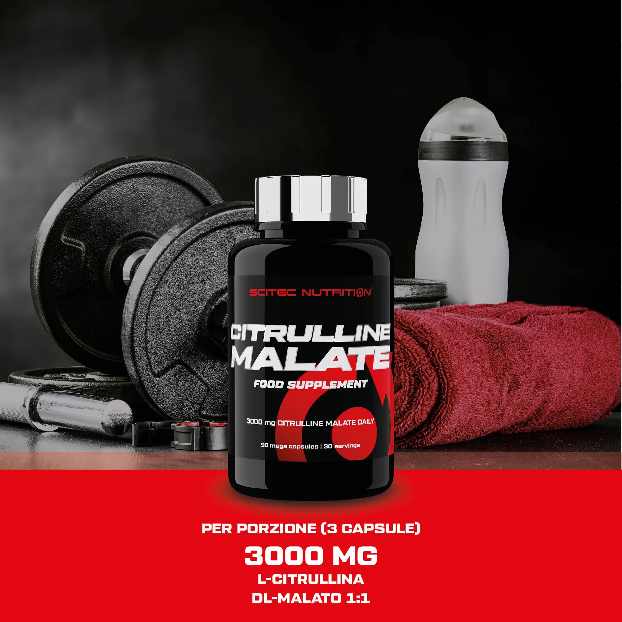 Scitec Nutrition Citrulline Malate, Integratore alimentare di aminoacidi in mega capsule, 90 mega capsule