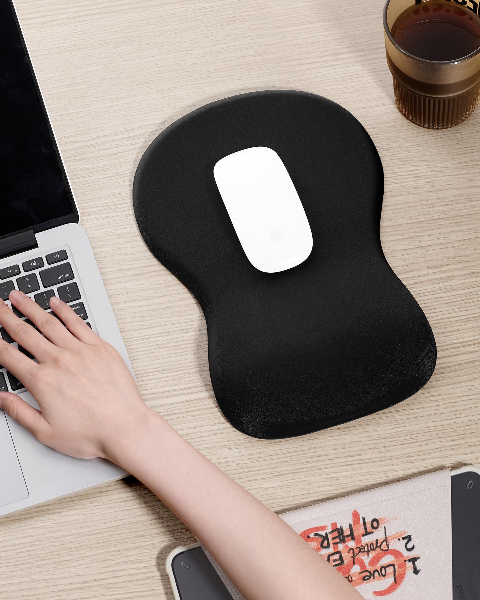 Ergonomic Mouse Pad With Support - Comfortable Wrist Rest, Non- Slip PU Base For Home Office, Studying, Gaming (Beach Seaside - View #9