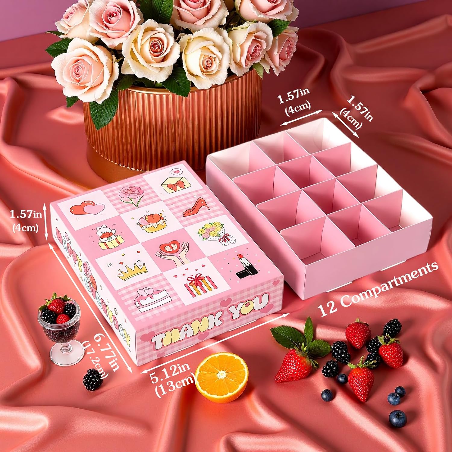 5 Pack DIY Surprise Gift Boxes with Compartments Holes for 12 Days Advent